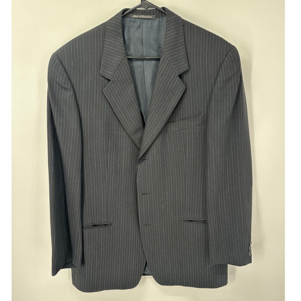 Ermenegildo Zegna Soft Mens 42R Black‎ Pinstripe Wool Blazer Sport Coat 3-Button